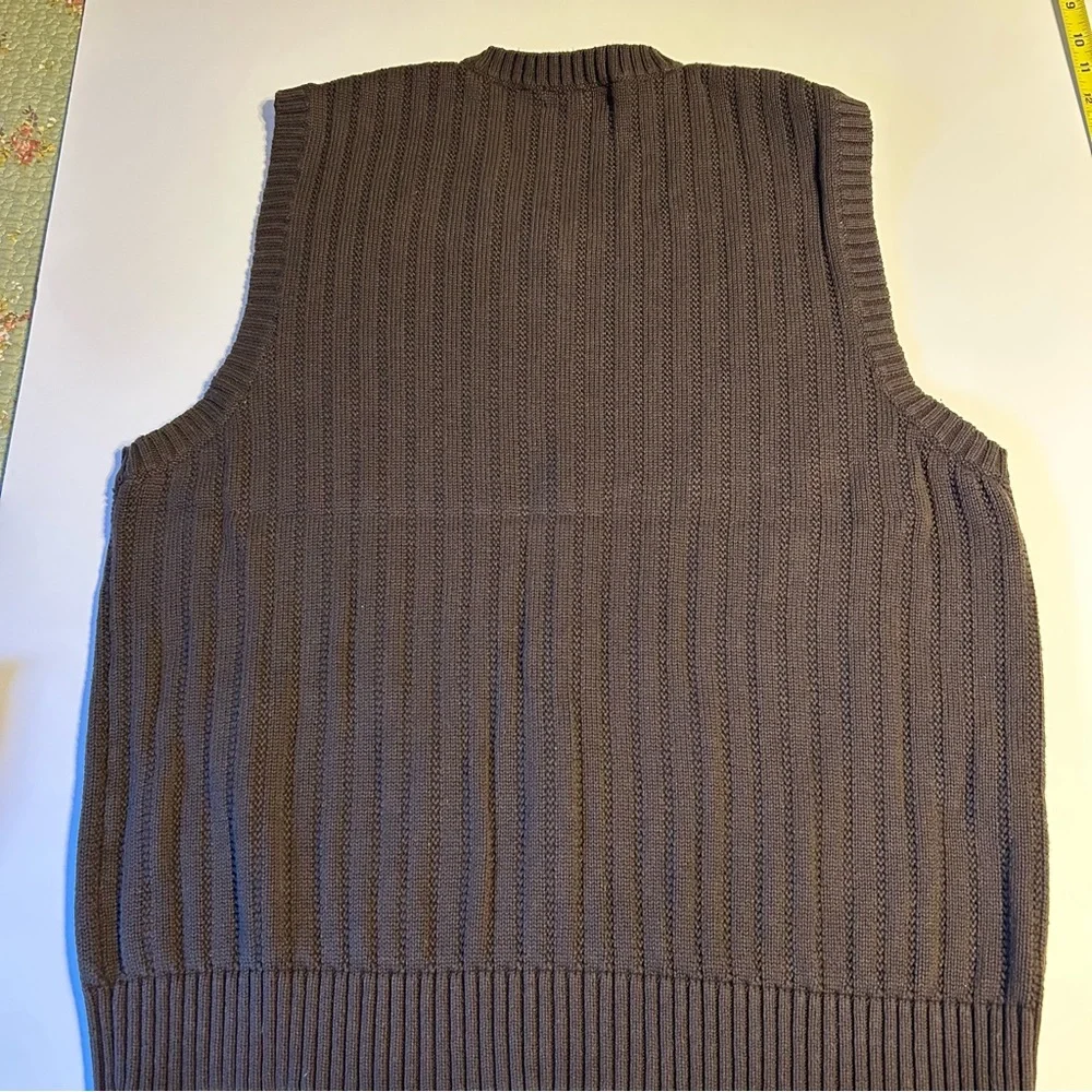 Lands' End‎ V-Neck Sweater vest men’s XL cocoa Brown grandpa ribbed bottom